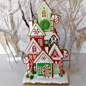 NEW! SHABBY SWEET " CANDY Gingerbread 16" TALL HOUSE DECOR